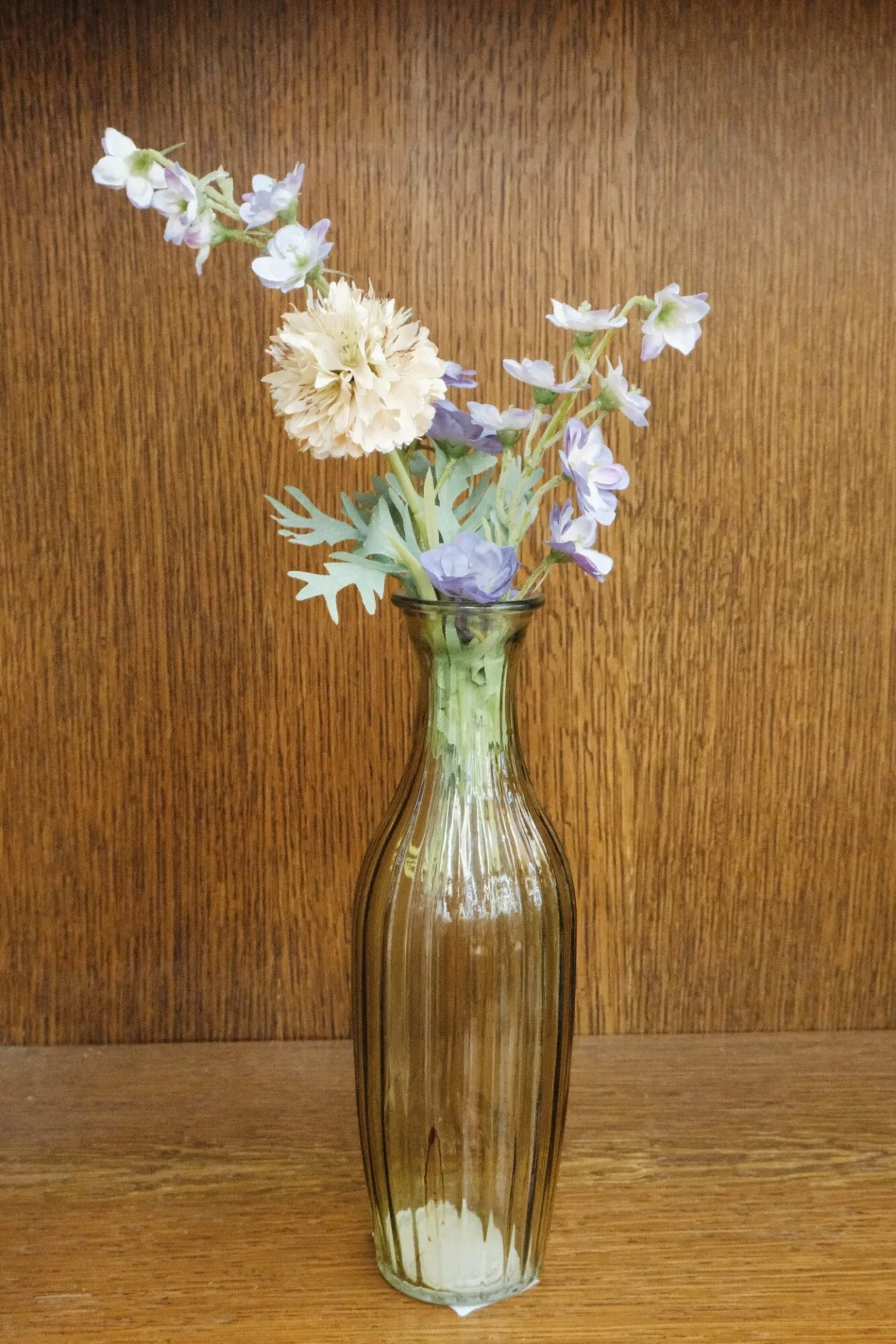 Olive green glass vase
